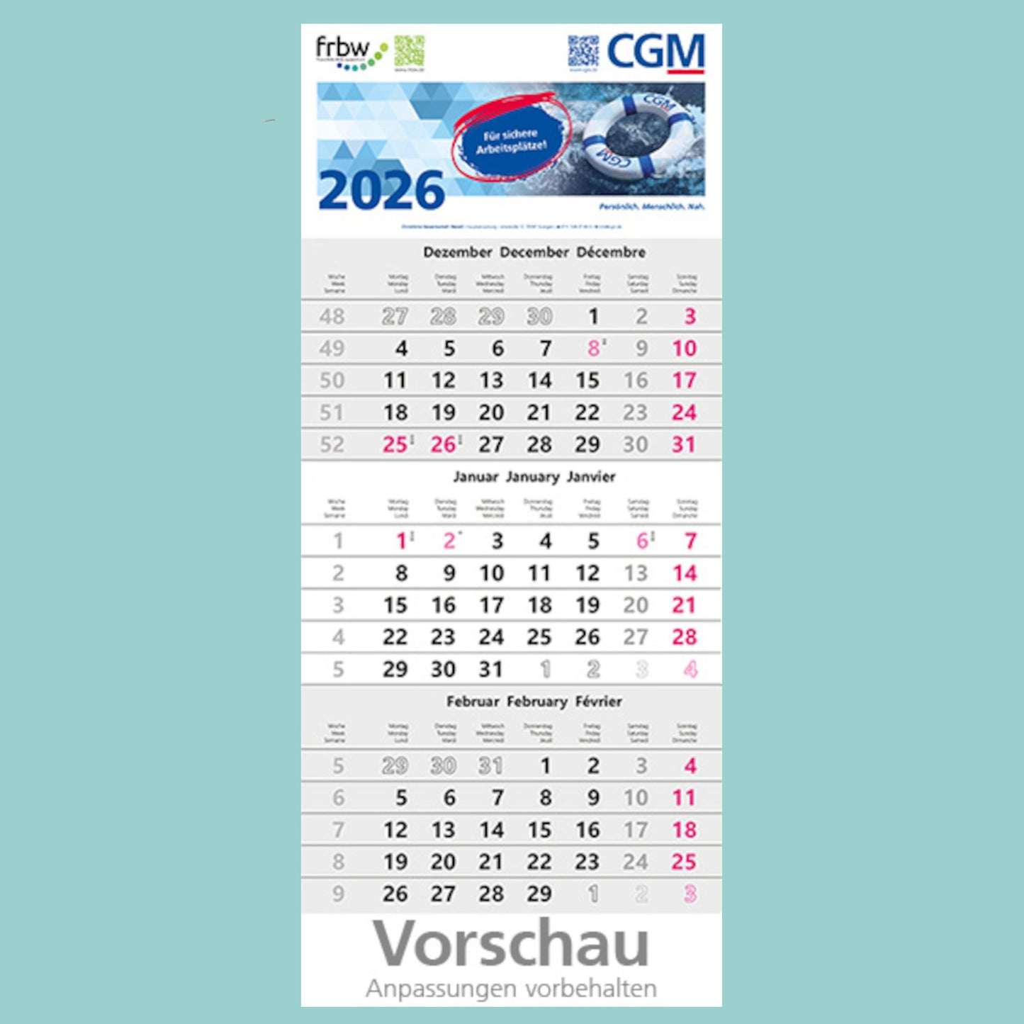 3-Monats-Kalender